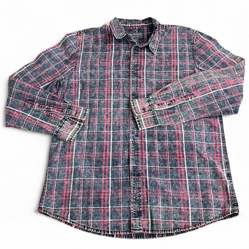 American Rag Men's faded luke Plaid Button-Down Shirt size X-large